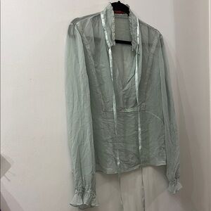 Burberry London women’s 100% silk sheer blouse - size 48 (US 16)